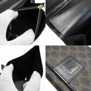 Celine Brown Black Wallet Leather fold Macadam Bi